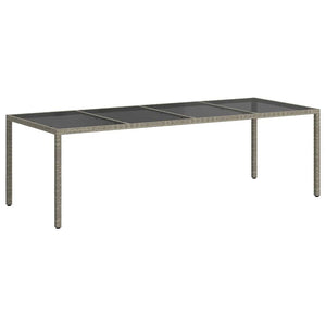 Τραπέζι Κήπου Γκρι 250x100x75 εκ. Ψημένο Γυαλί/Συνθετικό Ρατάν