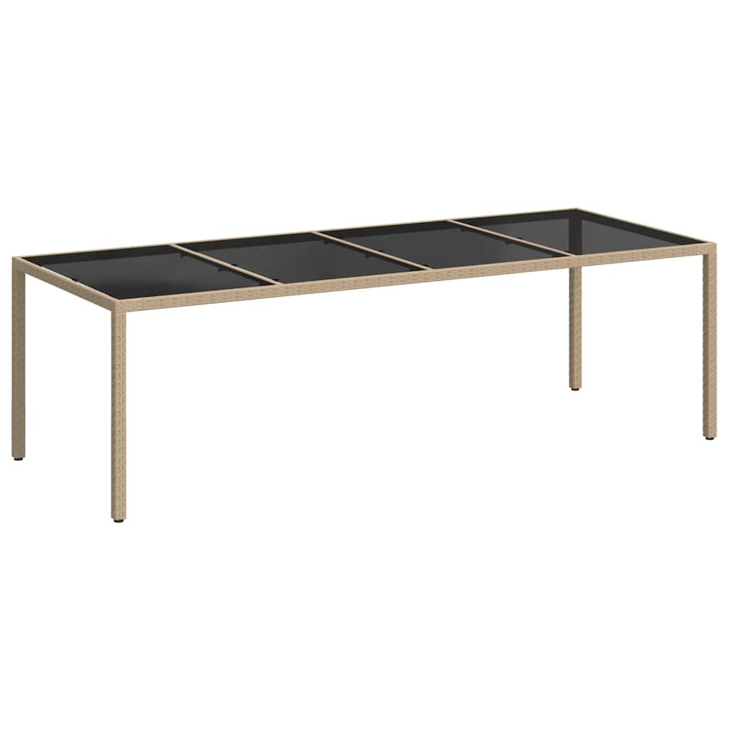 Τραπέζι Κήπου Μπεζ 250x100x75 εκ. Ψημένο Γυαλί/Συνθετικό Ρατάν
