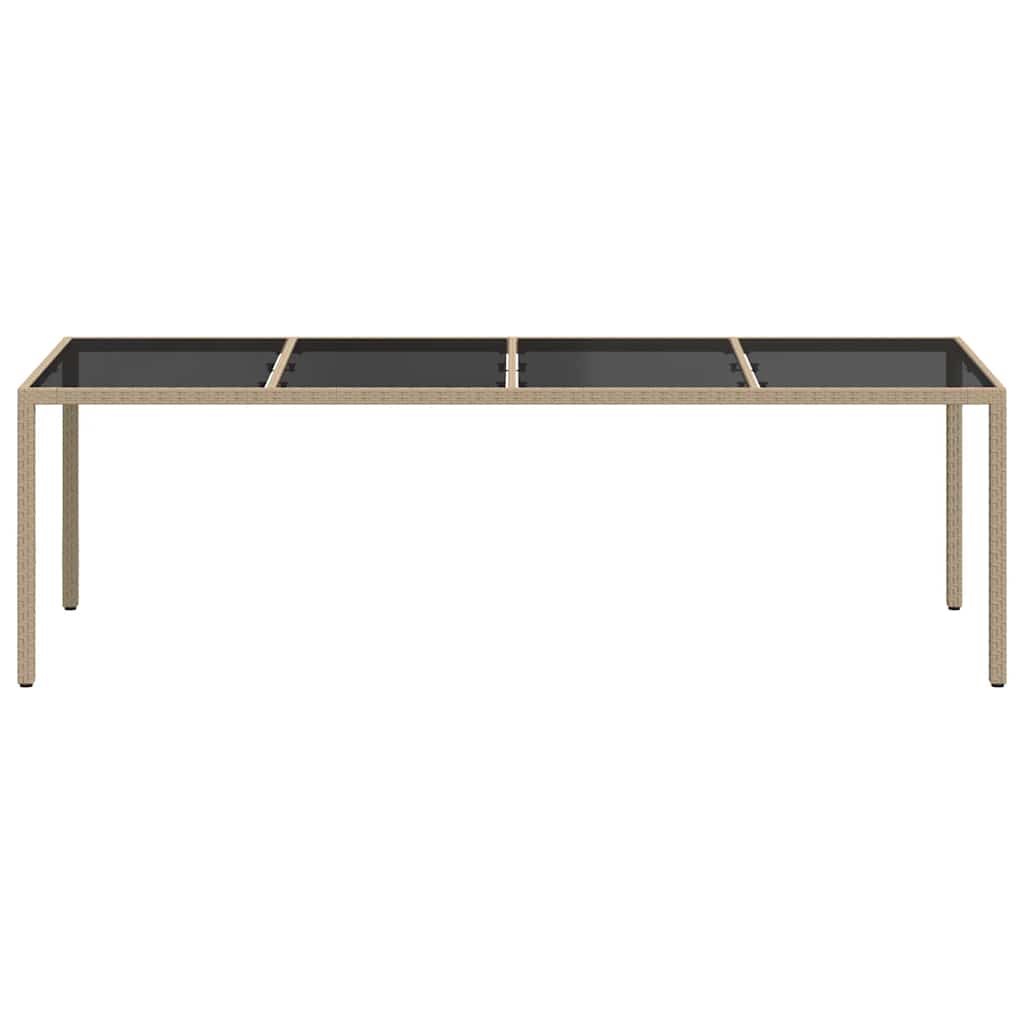 Τραπέζι Κήπου Μπεζ 250x100x75 εκ. Ψημένο Γυαλί/Συνθετικό Ρατάν