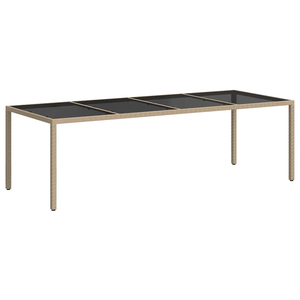 Τραπέζι Κήπου Μπεζ 250x100x75 εκ. Ψημένο Γυαλί/Συνθετικό Ρατάν