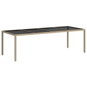Τραπέζι Κήπου Μπεζ 250x100x75 εκ. Ψημένο Γυαλί/Συνθετικό Ρατάν