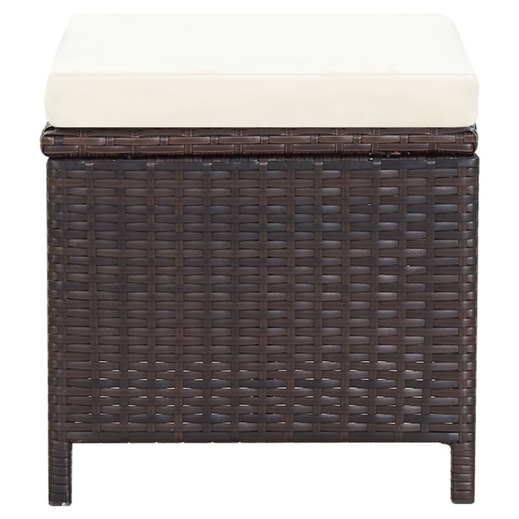 Καρέκλα και Σκαμπό Κήπου Σετ 4 Τεμαχίων Καφέ Συνθετικό Ρατάν