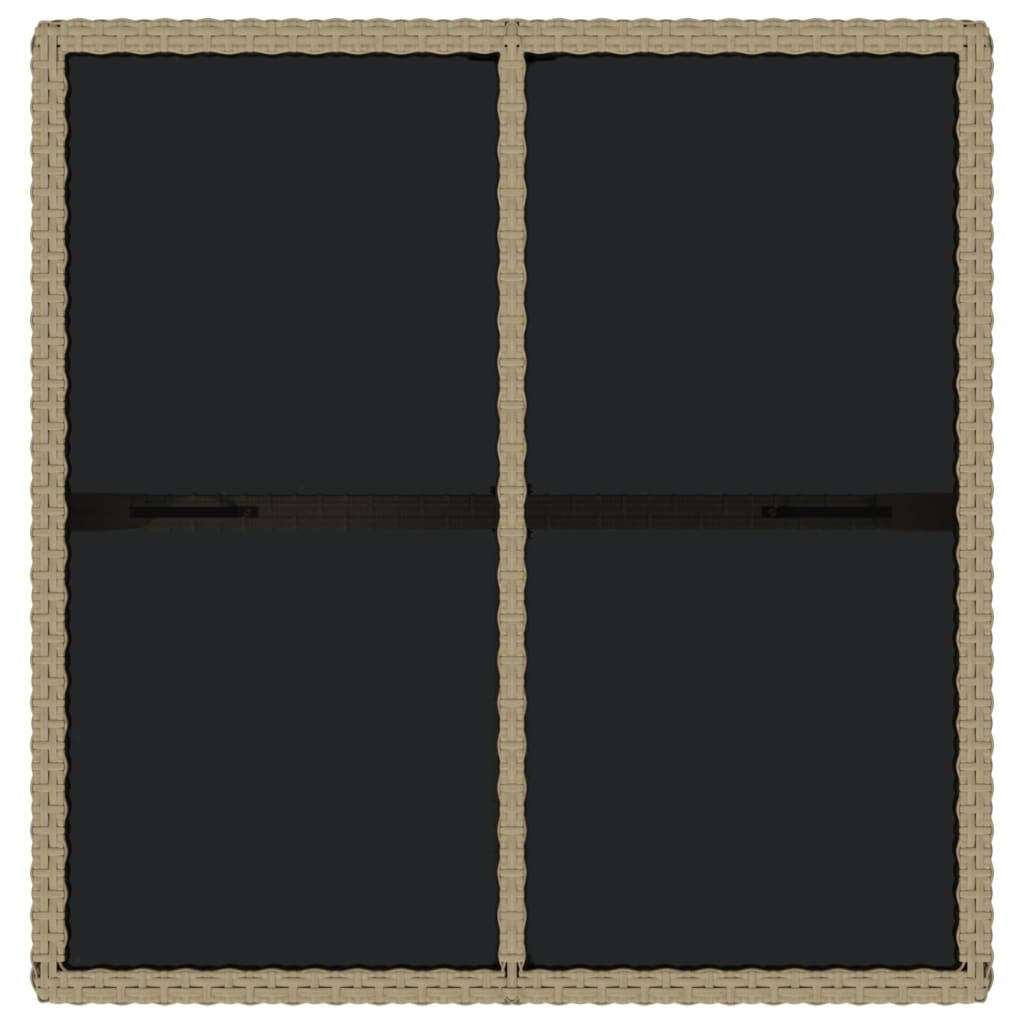 Τραπέζι Κήπου Μπεζ 109 x 107 x 74 εκ. Συνθετικό Ρατάν/Γυαλί