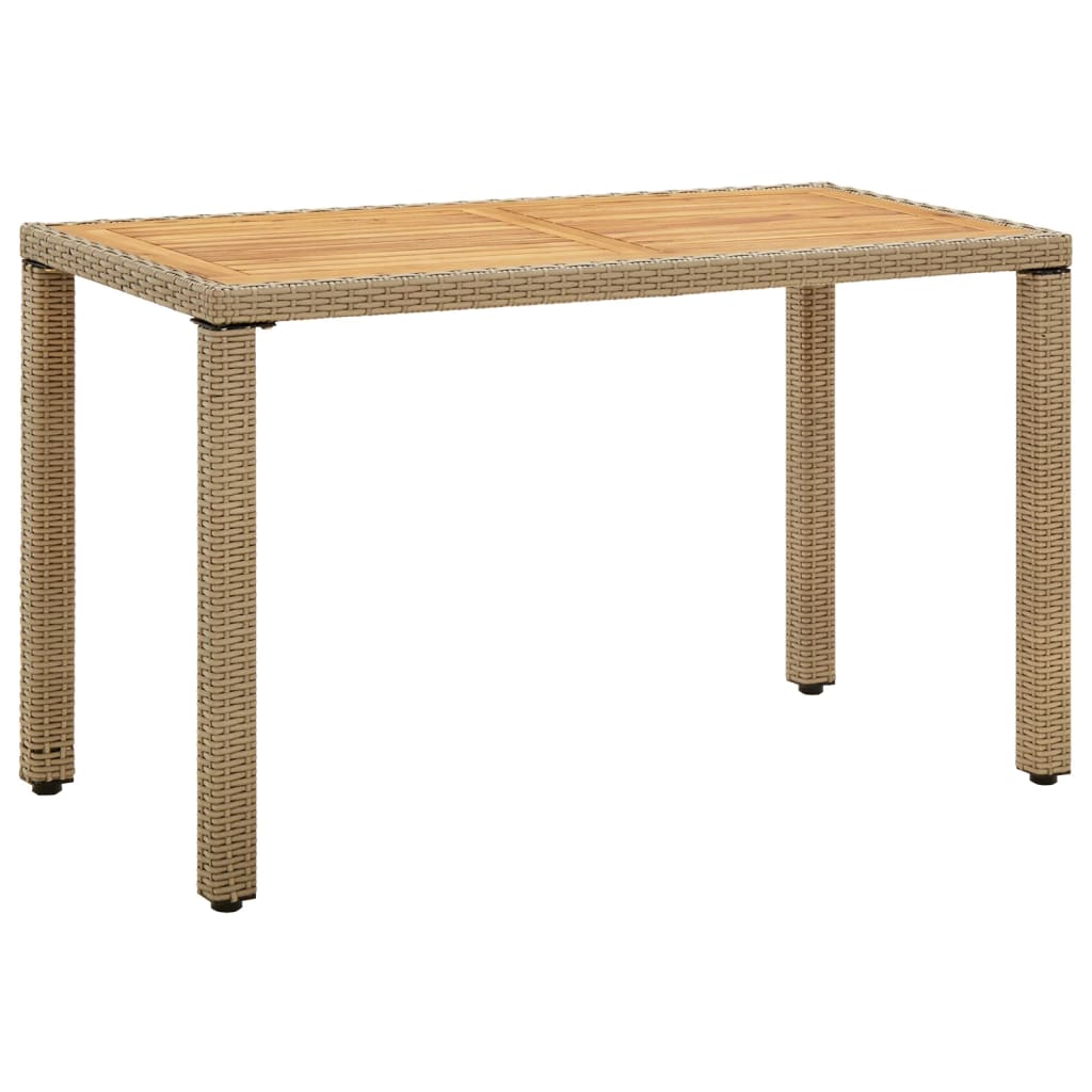 Τραπέζι Κήπου Μπεζ 123x60x74 εκ. Συνθετικό Ρατάν/Μασίφ Ακακία