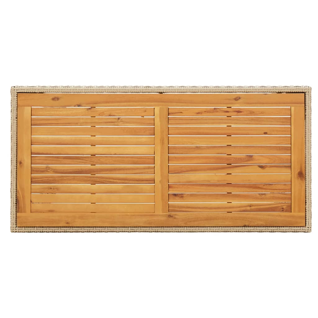 Τραπέζι Κήπου Μπεζ 123x60x74 εκ. Συνθετικό Ρατάν/Μασίφ Ακακία