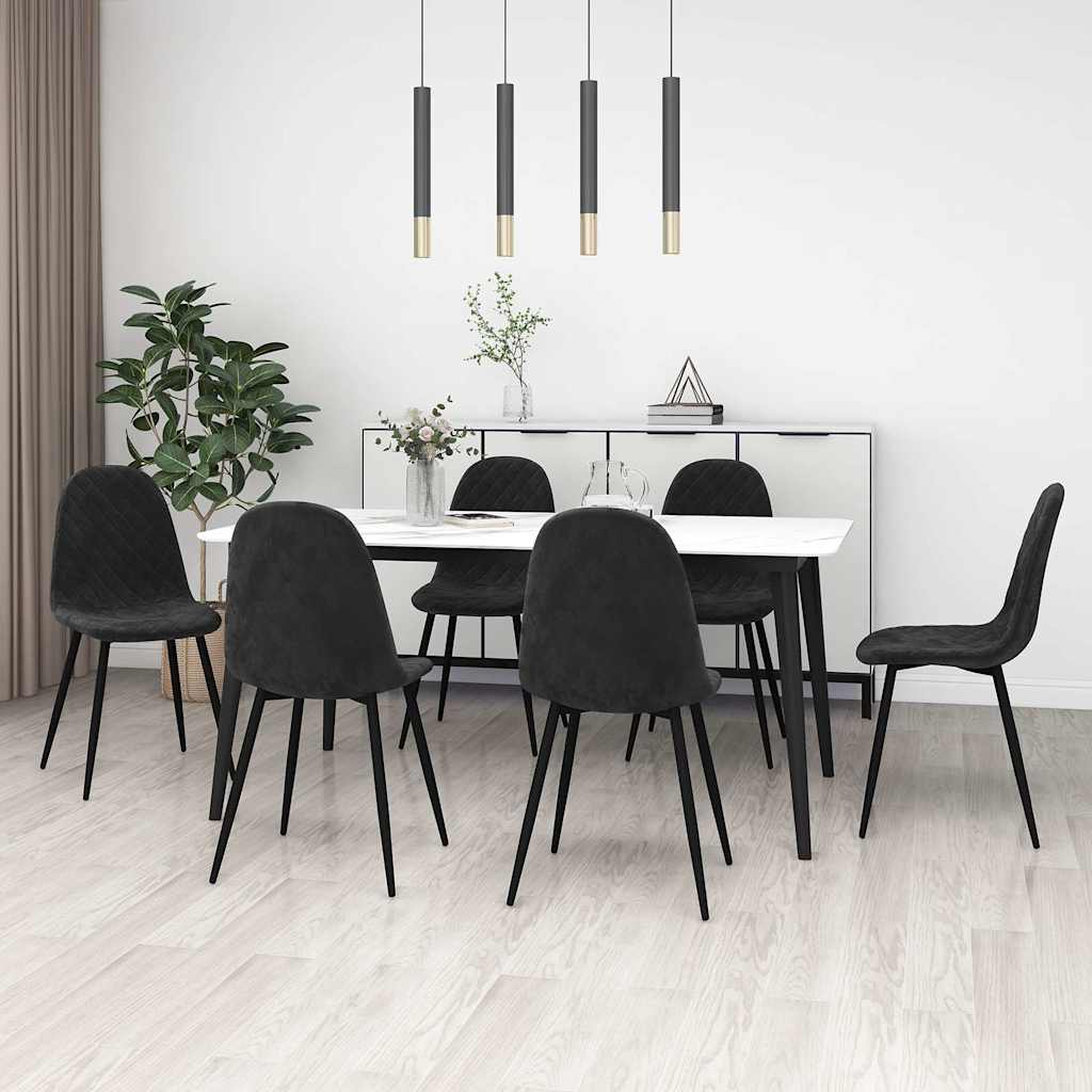 Καρέκλες Τραπεζαρίας 6 τεμ. Μαύρες Βελούδινες