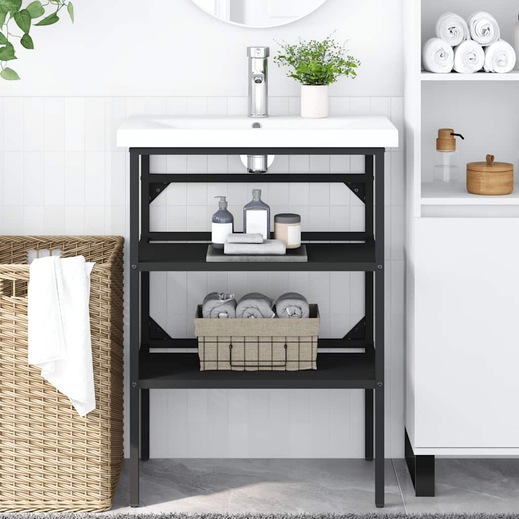 Έπιπλο Μπάνιου Μαύρο 59 x 38 x 83 εκ. Σιδερένιο