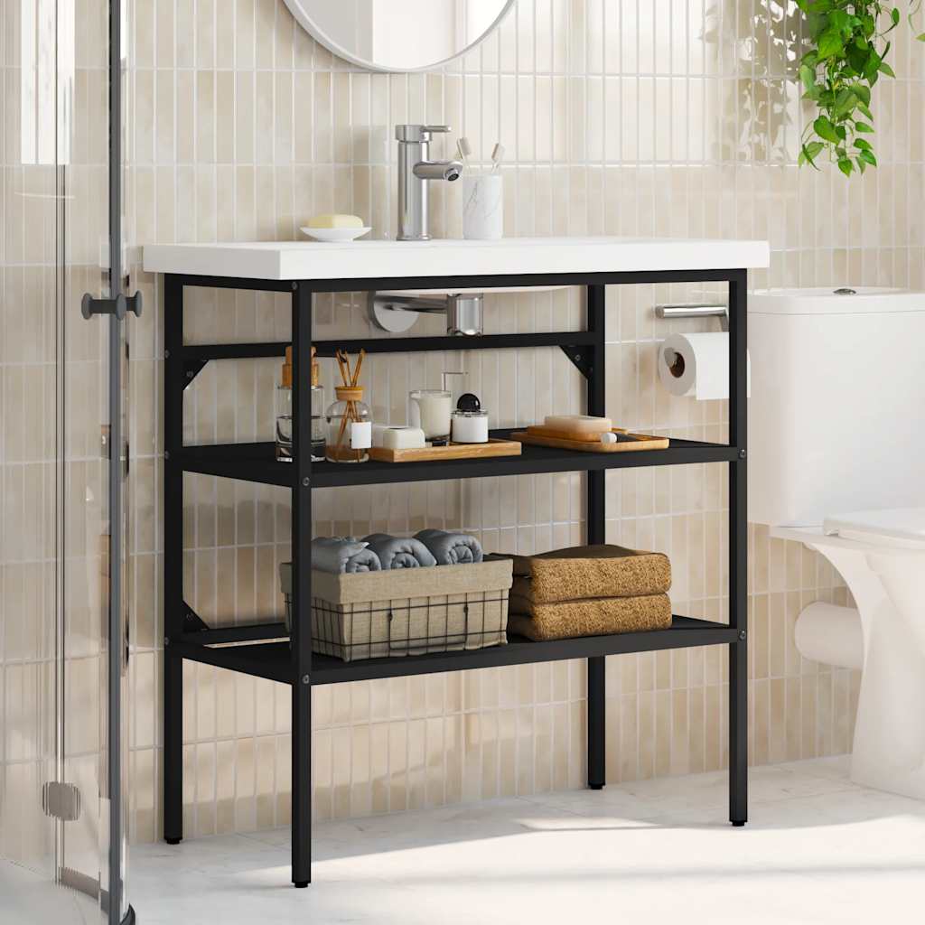 Έπιπλο Μπάνιου Μαύρο 79 x 38 x 83 εκ. Σιδερένιο