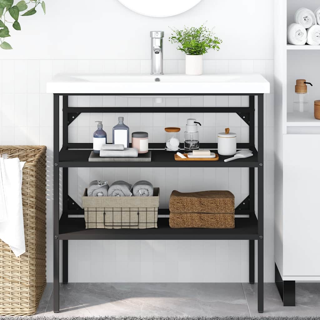 Έπιπλο Μπάνιου Μαύρο 79 x 38 x 83 εκ. Σιδερένιο