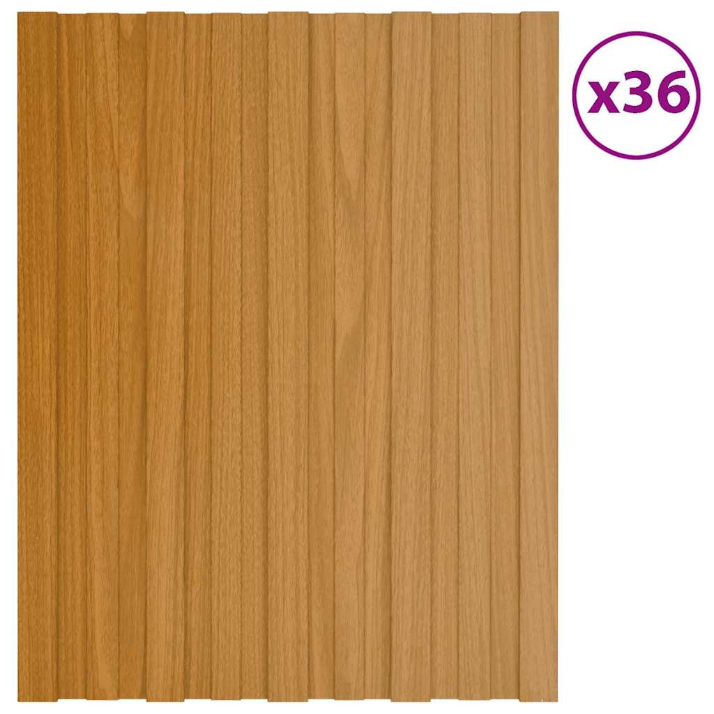 Πάνελ Οροφής 36 τεμ. Ανοιχτ. Ξύλο 60x45εκ. από Γαλβανιζέ Ατσάλι