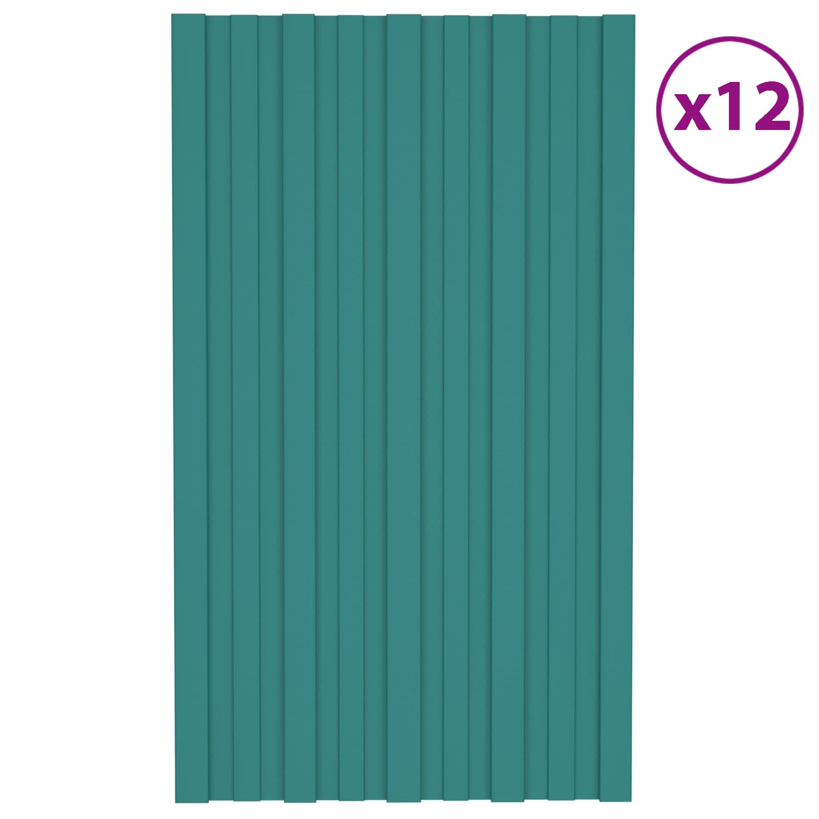 Πάνελ οροφής 12 pcs Πράσινο 80 x 45 cm Γαλβανισμένος χάλυβας - Pakobazaar
