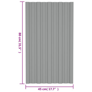 Πάνελ οροφής 12 pcs Γκρι 80 x 45 cm Γαλβανισμένος χάλυβας - Pakobazaar