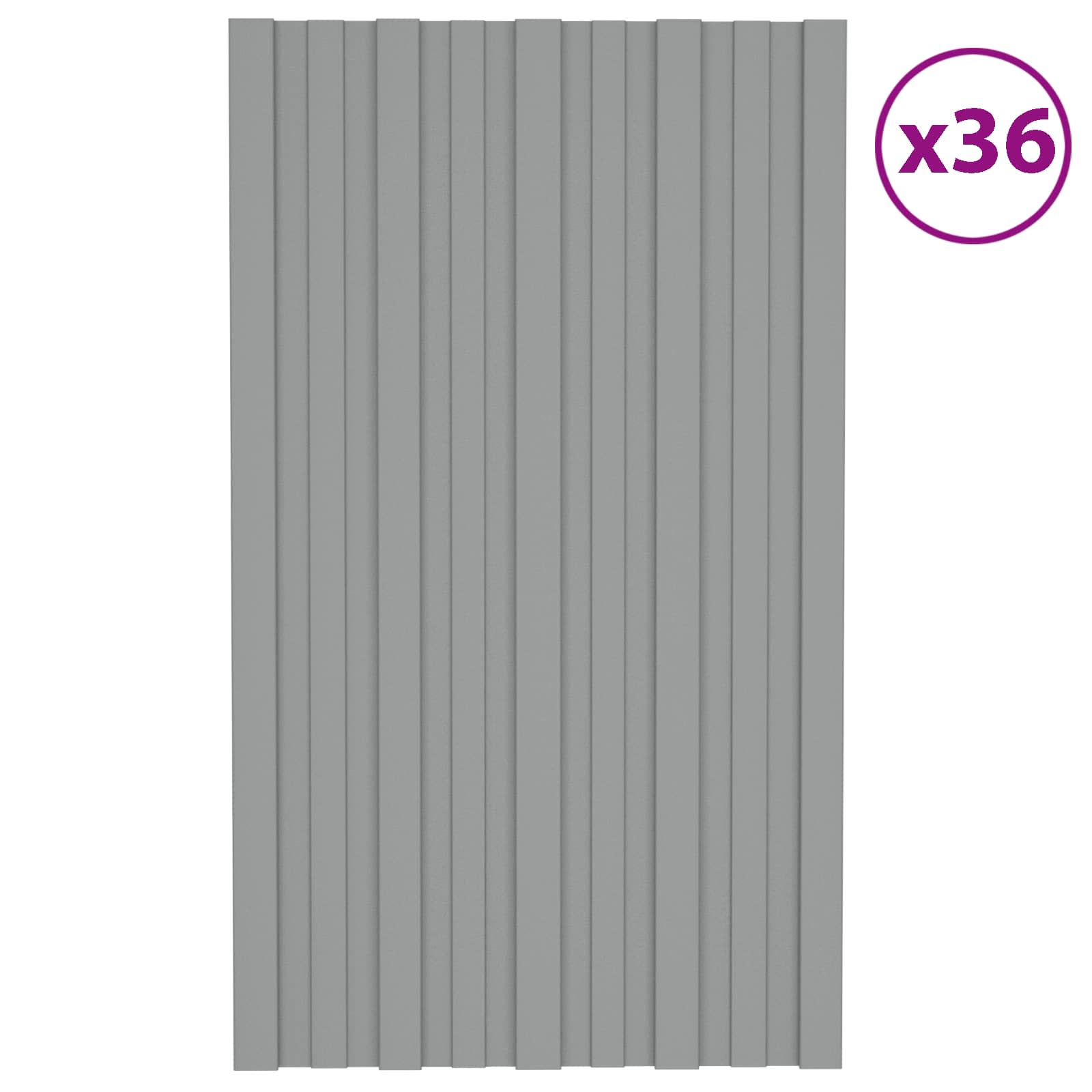 Πάνελ οροφής 36 pcs Γκρι 80 x 45 cm Γαλβανισμένος χάλυβας - Pakobazaar