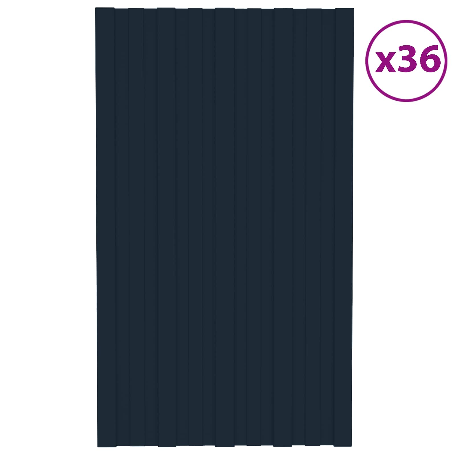 Πάνελ οροφής 36 pcs Ανθρακί 80 x 45 cm Γαλβανισμένος χάλυβας - Pakobazaar