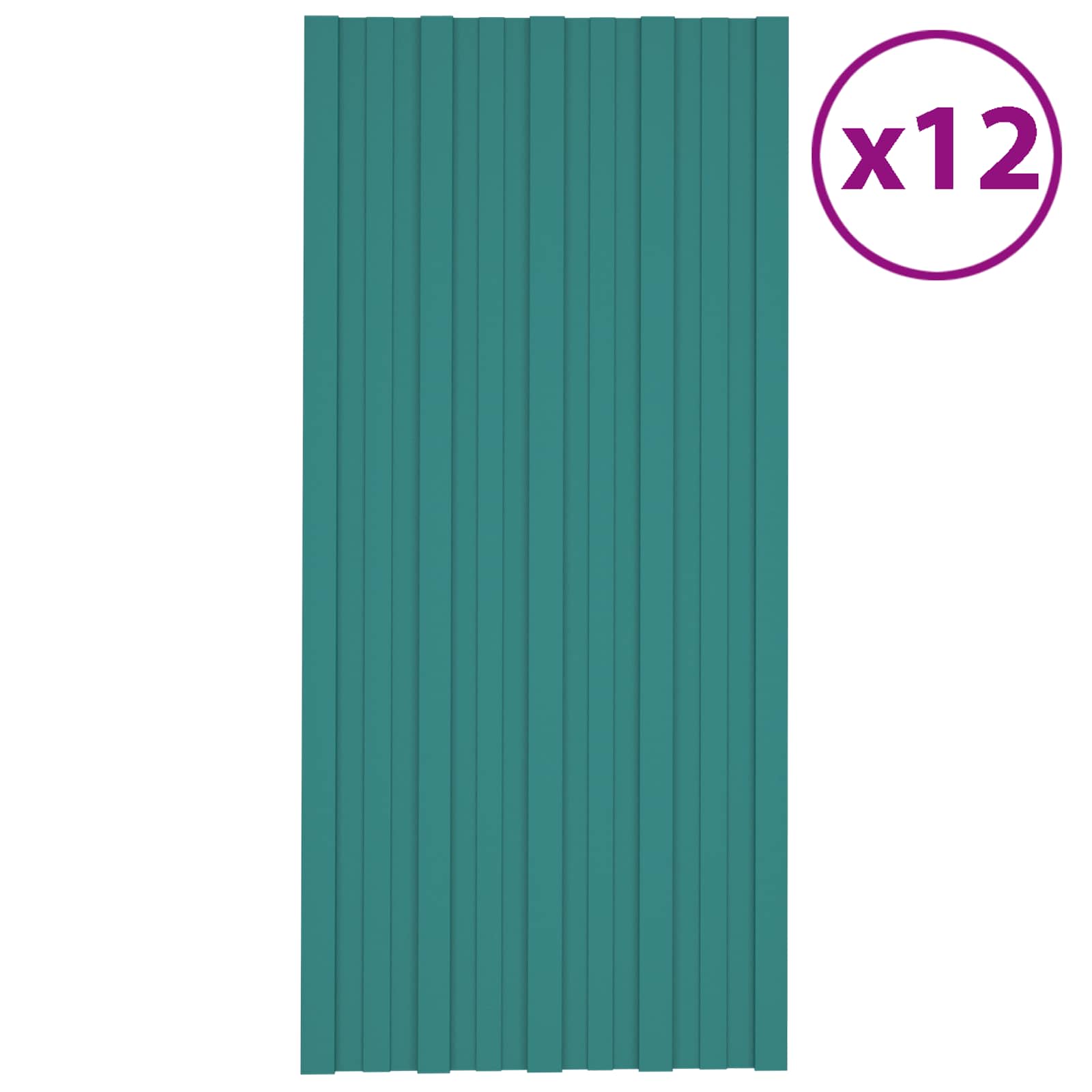 Πάνελ οροφής 12 pcs Πράσινο 100 x 45 cm Γαλβανισμένος χάλυβας - Pakobazaar