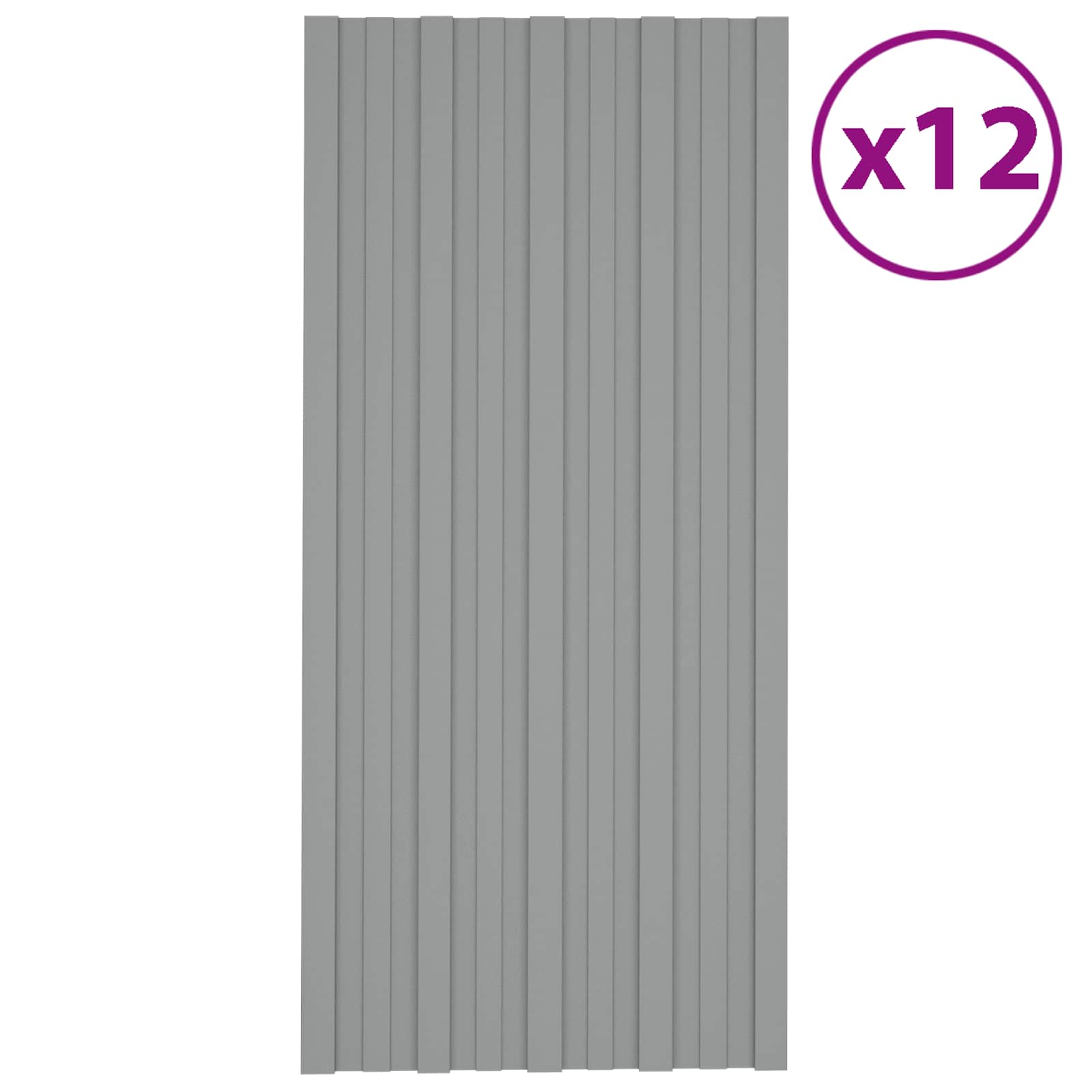 Πάνελ οροφής 12 pcs Γκρι 100 x 45 cm Γαλβανισμένος χάλυβας - Pakobazaar