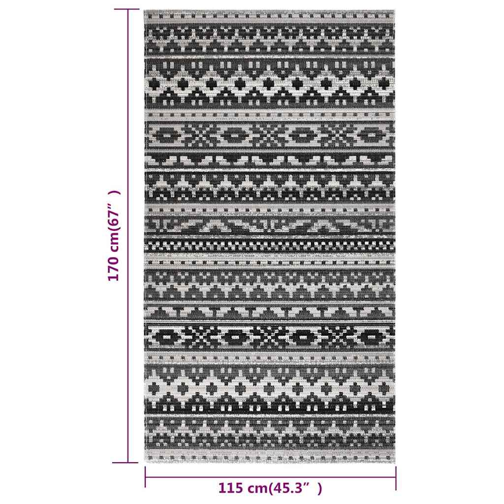 Χαλί Εξωτερικού Χώρου με Επίπεδη Ύφανση Σκούρο Γκρι 115x170 εκ. - Pakobazaar