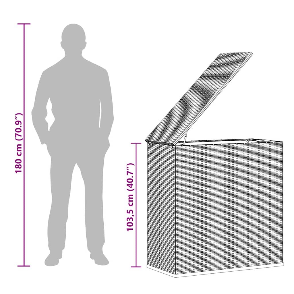 Κουτί Μαξιλαριού Κήπου Μαύρο 100x49x103,5 εκ. Ρατάν Πολυαιθ.