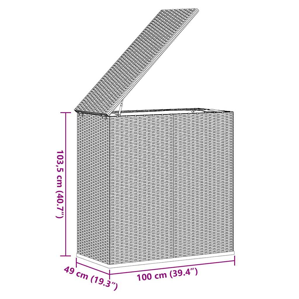 Κουτί Μαξιλαριού Κήπου Καφέ 100x49x103,5 εκ. Ρατάν Πολυαιθ.