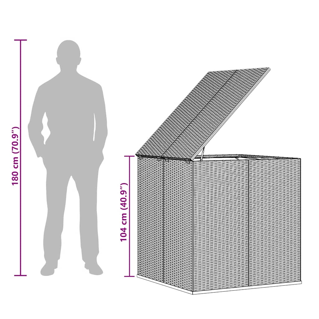 Κουτί Μαξιλαριού Κήπου Γκρι 100x97,5x104 εκ. Ρατάν Πολυαιθ.