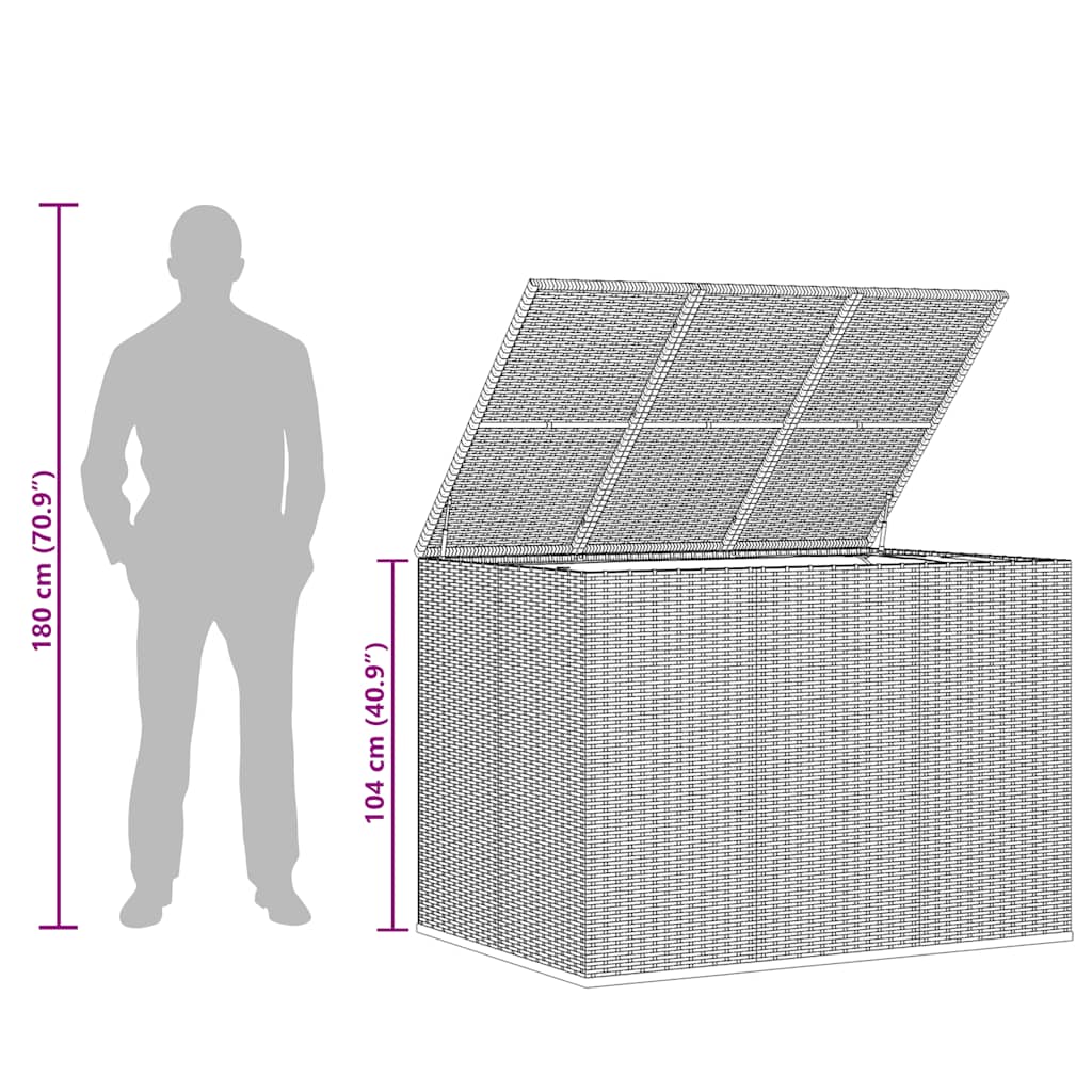 Κουτί Μαξιλαριού Κήπου Γκρι 145x100x103 εκ. Ρατάν Πολυαιθ.