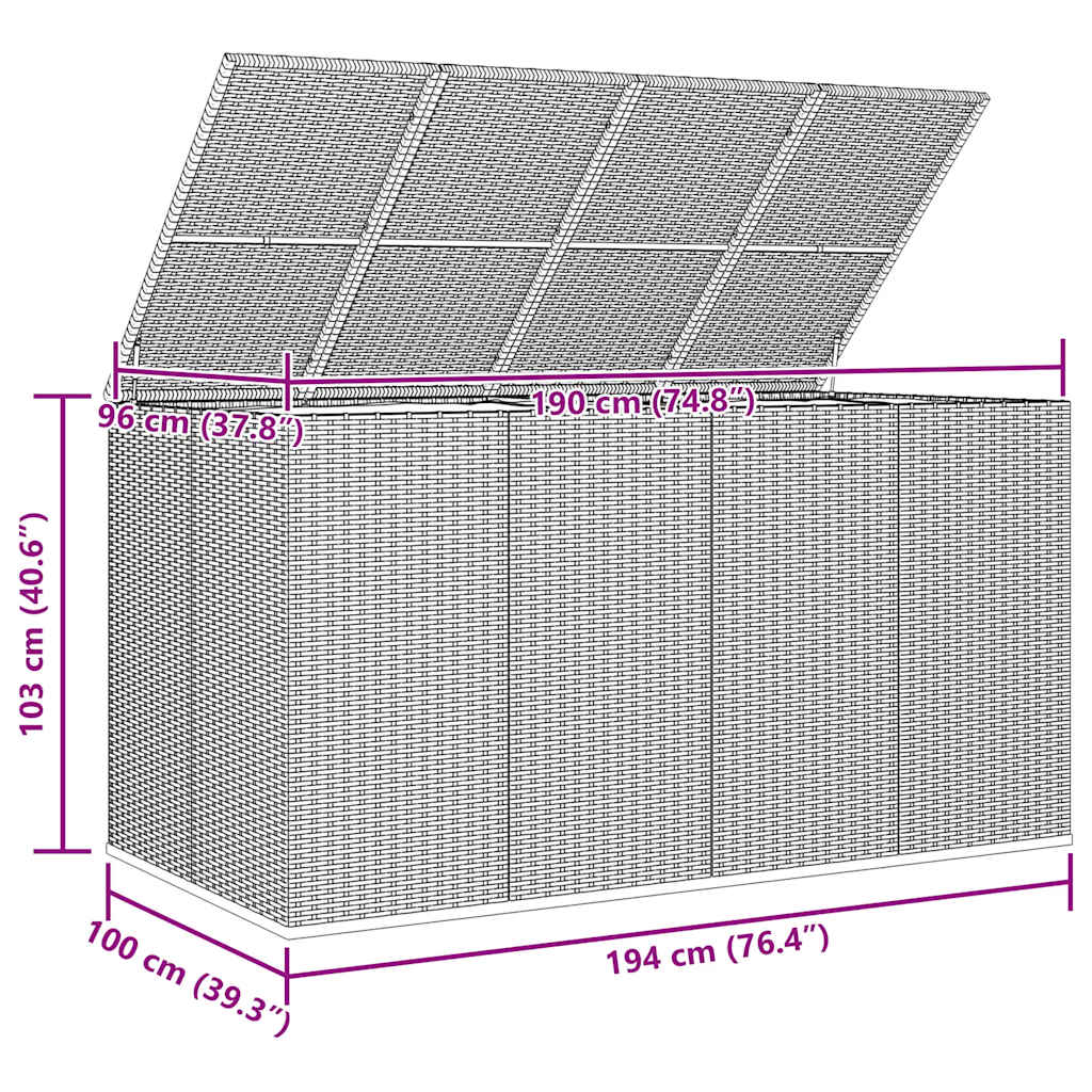Κουτί Μαξιλαριού Κήπου Καφέ 194x100x103 εκ. Ρατάν Πολυαιθ.