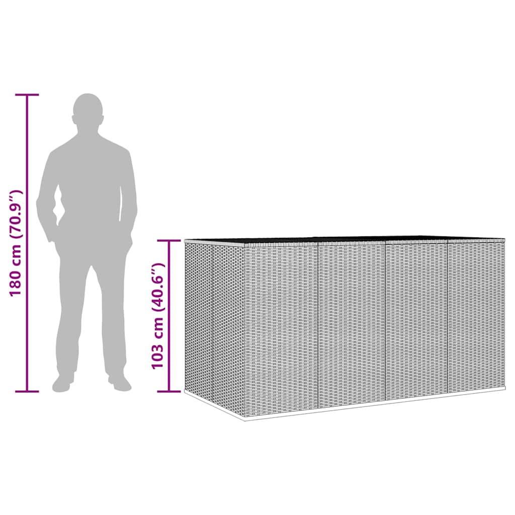 Κουτί Μαξιλαριού Κήπου Καφέ 194x100x103 εκ. Ρατάν Πολυαιθ.