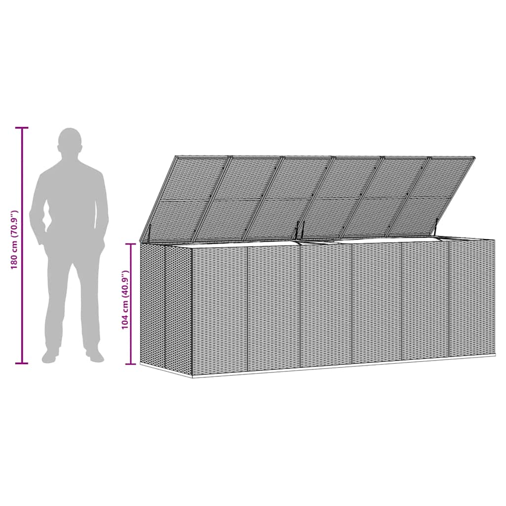Κουτί Μαξιλαριού Κήπου Γκρι 291x100,5x104 εκ. Ρατάν Πολυαιθ.