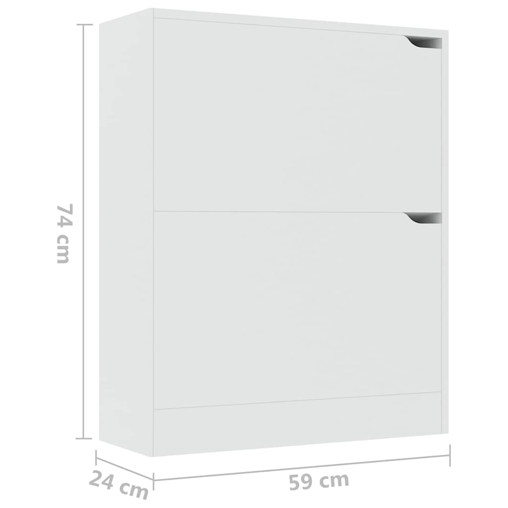 Παπουτσοθήκη με 2 Πόρτες Λευκή 59 x 24 x 74 εκ. από Μοριοσανίδα