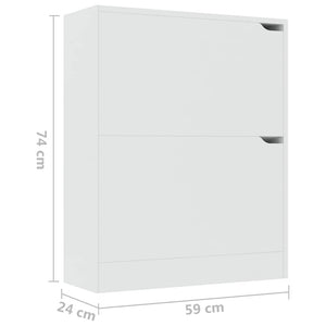 Παπουτσοθήκη με 2 Πόρτες Λευκή 59 x 24 x 74 εκ. από Μοριοσανίδα
