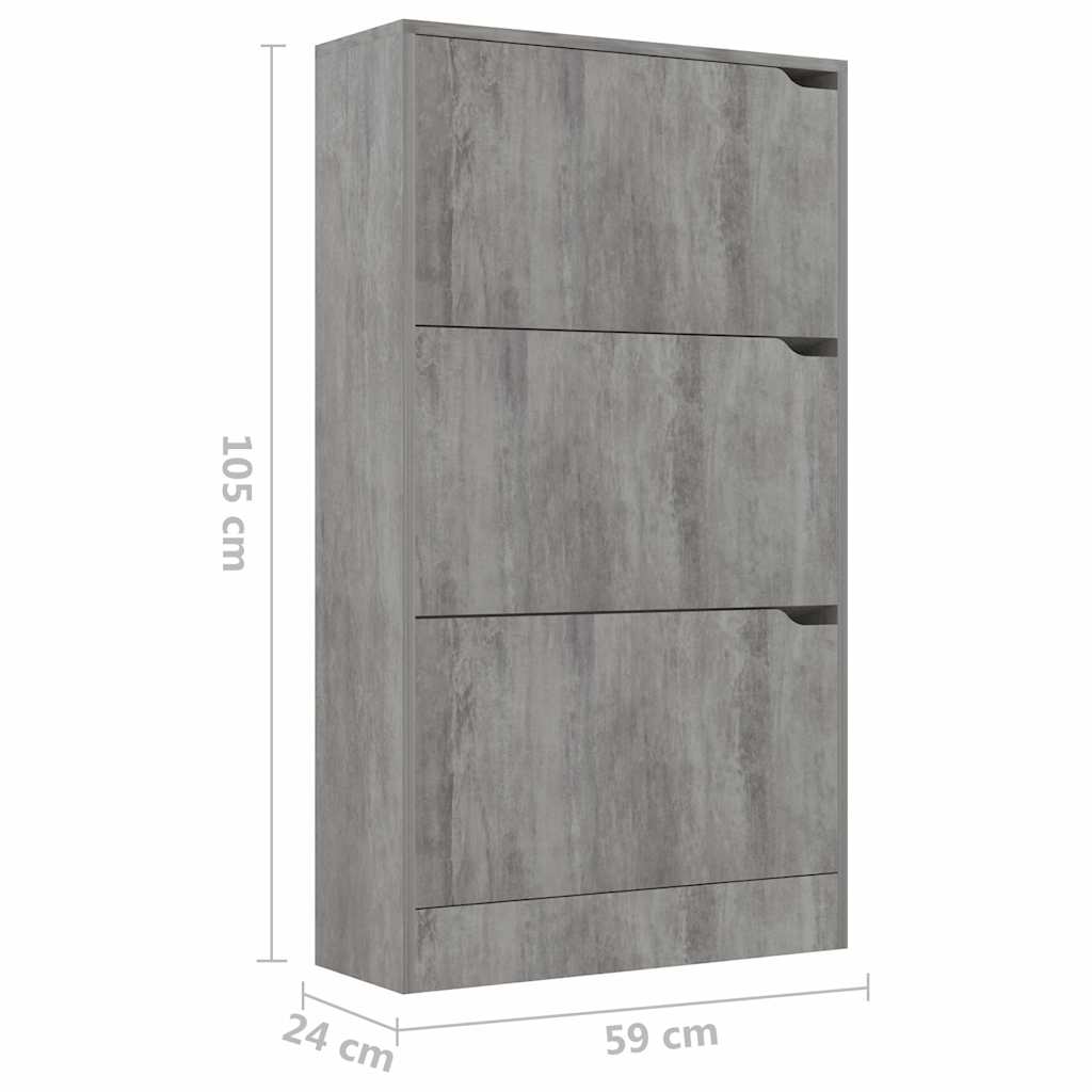 Παπουτσοθήκη 3 Πόρτες Χρώμα Σκυρόδεμα 59x24x105 εκ. Μοριοσανίδα