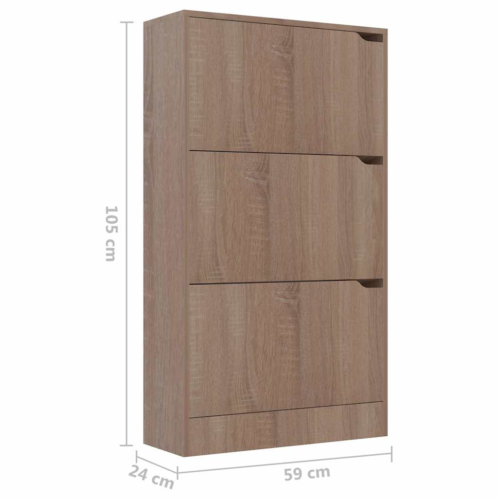 Παπουτσοθήκη με 3 Πόρτες Sonoma Δρυς 59x24x105 εκ. Μοριοσανίδα