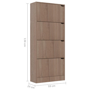 Παπουτσοθήκη με 4 Πόρτες Sonoma Δρυς 59x24x136 εκ. Μοριοσανίδα - Pakobazaar