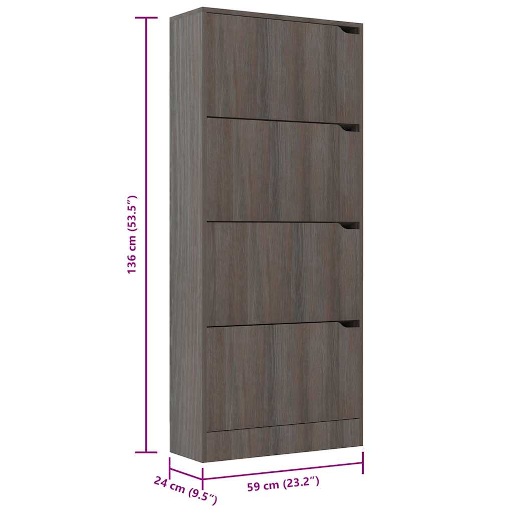Παπουτσοθήκη 4 Πόρτες Γκρι Sonoma Δρυς 59x24x136 εκ Επεξ. Ξύλο - Pakobazaar
