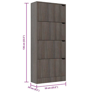 Παπουτσοθήκη 4 Πόρτες Γκρι Sonoma Δρυς 59x24x136 εκ Επεξ. Ξύλο - Pakobazaar