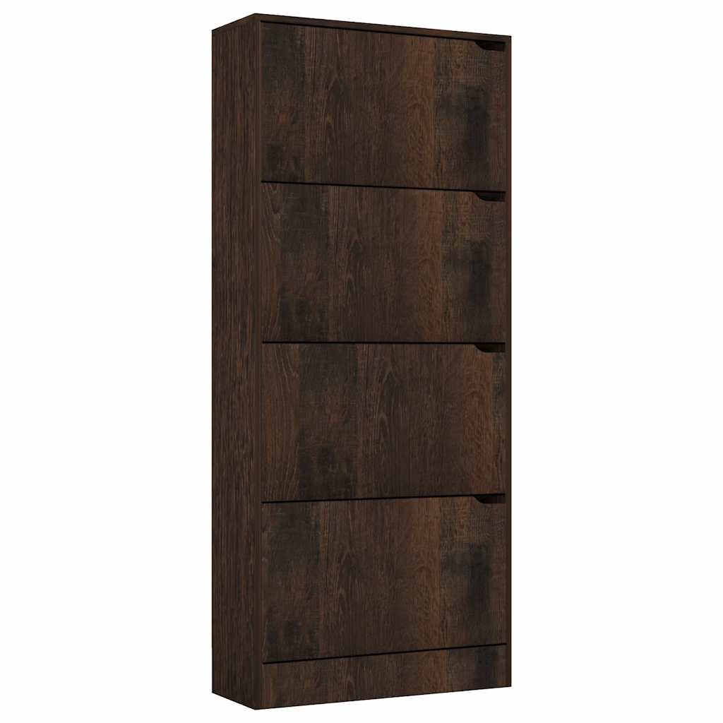 Παπουτσοθήκη με 4 Πόρτες Καπνιστή Δρυς 59x24x136 εκ Μοριοσανίδα