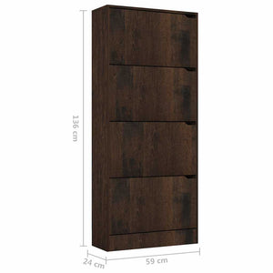 Παπουτσοθήκη με 4 Πόρτες Καπνιστή Δρυς 59x24x136 εκ Μοριοσανίδα