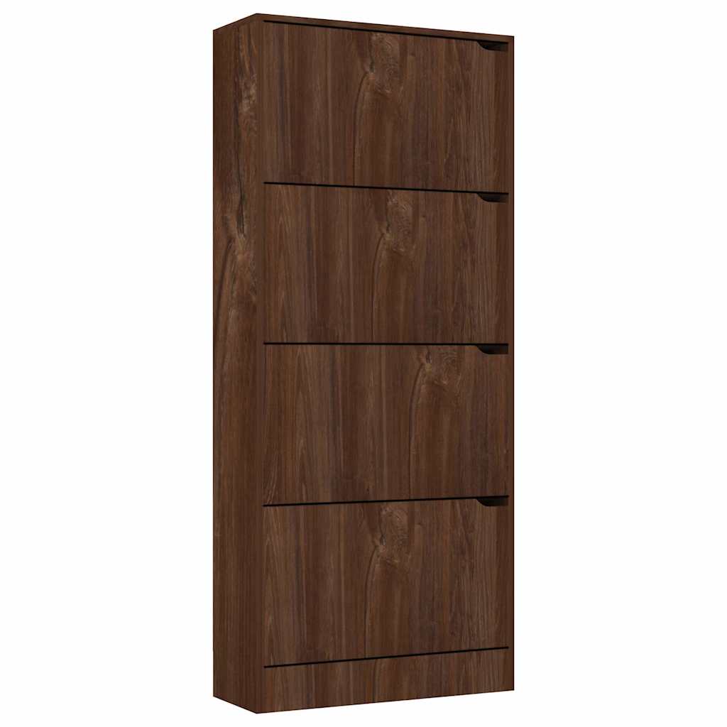 Παπουτσοθήκη με 4 Πόρτες Καφέ Δρυς 59x24x136 εκ. Μοριοσανίδα