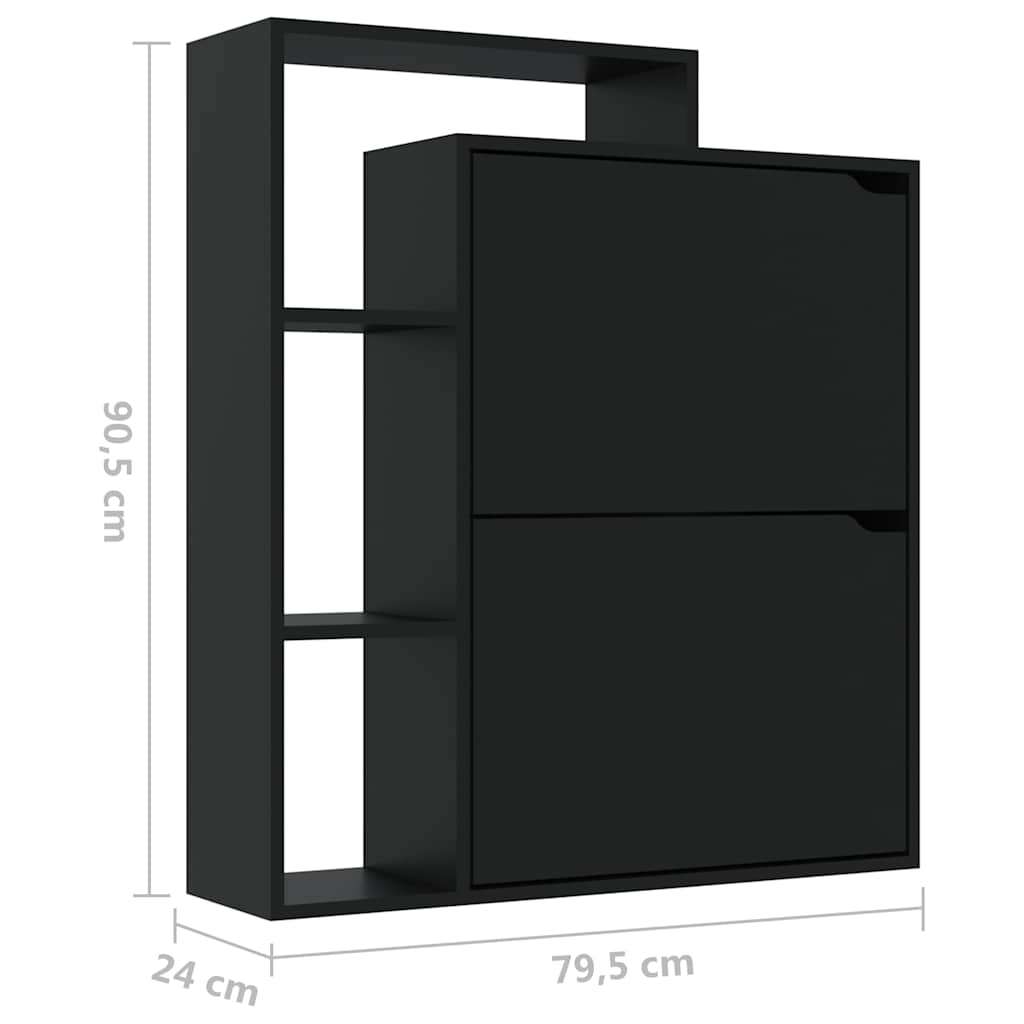 Παπουτσοθήκη Μαύρη 79,5 x 24 x 90,5 εκ. από Μοριοσανίδα - Pakobazaar