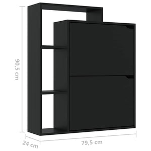 Παπουτσοθήκη Μαύρη 79,5 x 24 x 90,5 εκ. από Μοριοσανίδα - Pakobazaar