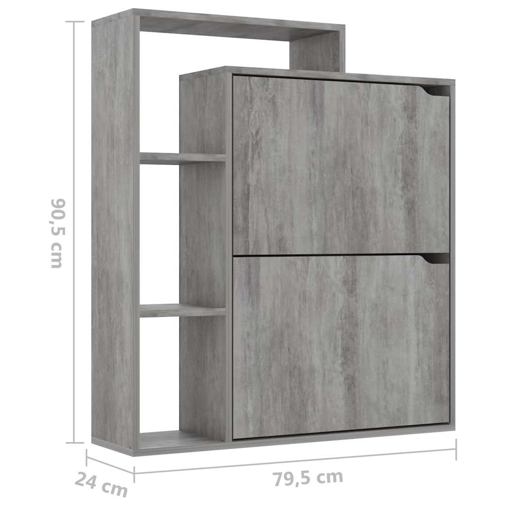 Παπουτσοθήκη Χρώμα Σκυροδέματος 79,5x24x90,5 εκ από Μοριοσανίδα