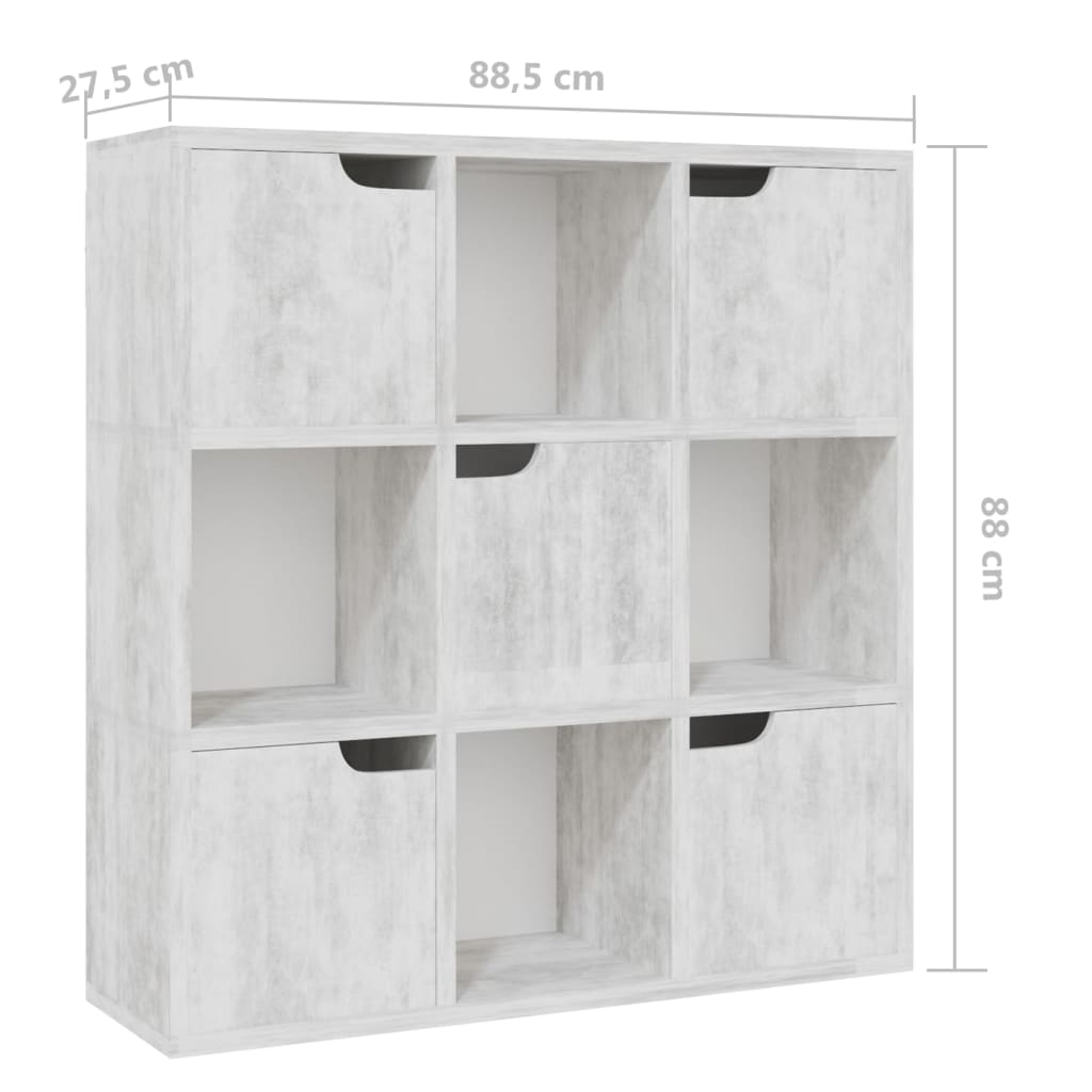 Βιβλιοθήκη Σκυρόδεμα 88,5 x 27,5 x 88 εκ. από Μοριοσανίδα - Pakobazaar