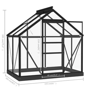 Θερμοκήπιο Γυάλινο Ανθρακί 155 x 103 x 191 εκ. από Αλουμίνιο - Pakobazaar