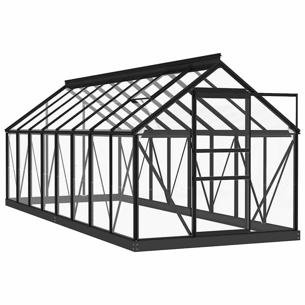 Θερμοκήπιο Γυάλινο Ανθρακί 155 x 395,5 x 191 εκ. από Αλουμίνιο