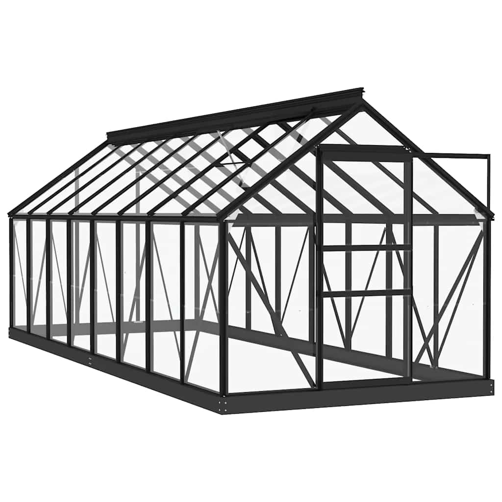 Θερμοκήπιο Γυάλινο Ανθρακί 155 x 395,5 x 191 εκ. από Αλουμίνιο