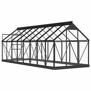 Θερμοκήπιο Γυάλινο Ανθρακί 155 x 395,5 x 191 εκ. από Αλουμίνιο