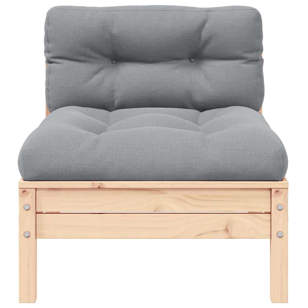 Καναπές Κήπου Μεσαίος από Μασίφ Ξύλο Πεύκου με Γκρι Μαξιλάρια - Pakobazaar