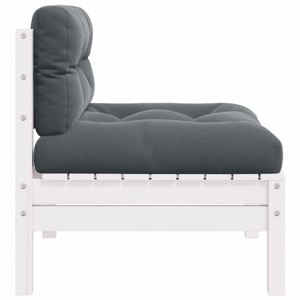 Καναπές Κήπου Μεσαίος από Μασίφ Ξύλο Πεύκου με Λευκά Μαξιλάρια - Pakobazaar