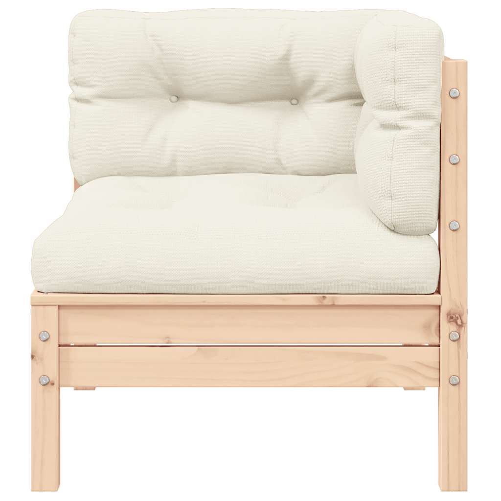 Καναπές Κήπου Διθέσιος από Μασίφ Ξύλο Πεύκου με Κρεμ Μαξιλάρια - Pakobazaar