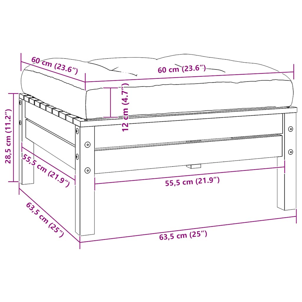 Καναπές Κήπου Διθέσιος από Μασίφ Ξύλο Πεύκου με Κρεμ Μαξιλάρια - Pakobazaar
